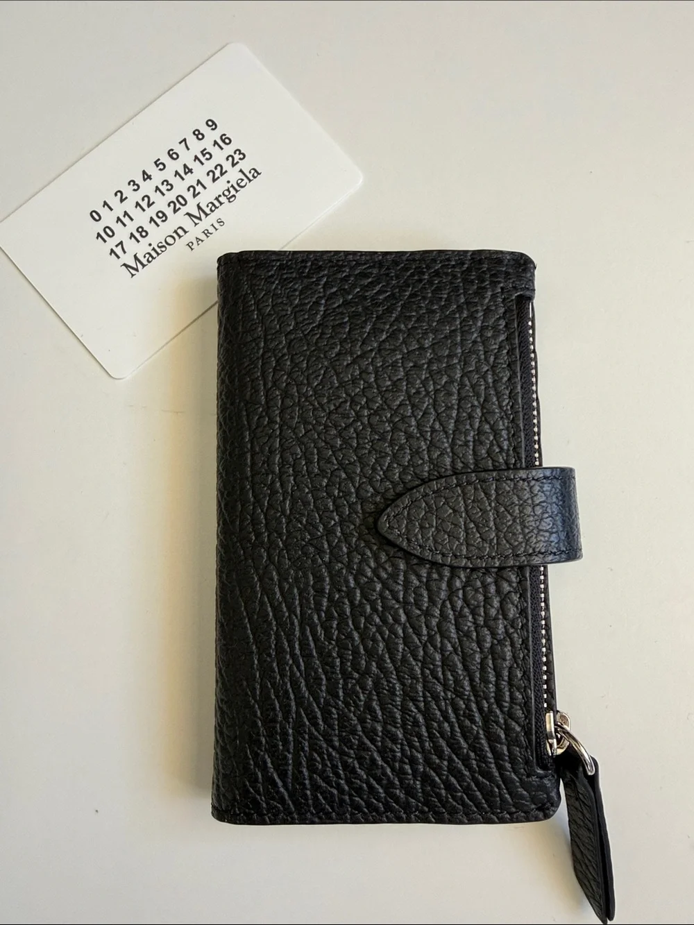 Maison Martin Margiela Black Pebbled Leather Card & Key Holder